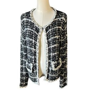 NWT Sioni Monochrome Textured Knit Knit Cardigan Jacket Sz Medium